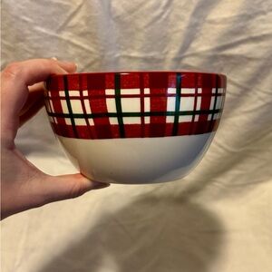 Red Plaid Ceramic Bowl
